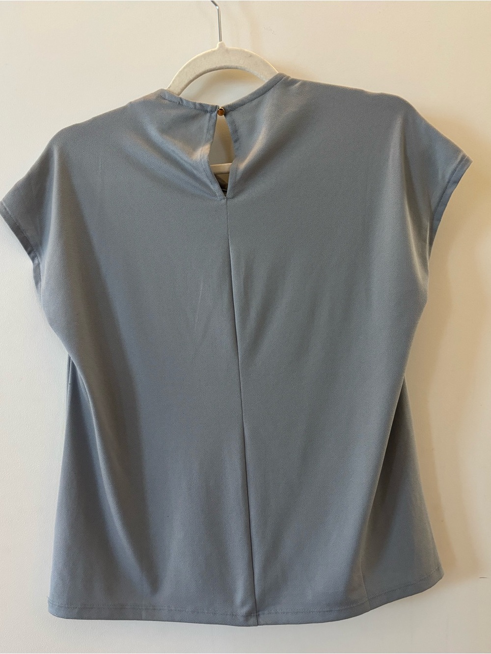 H&M Draped Neck Cap-Sleeve Top - Light Gray - Picture 2 of 4